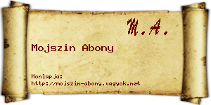 Mojszin Abony névjegykártya